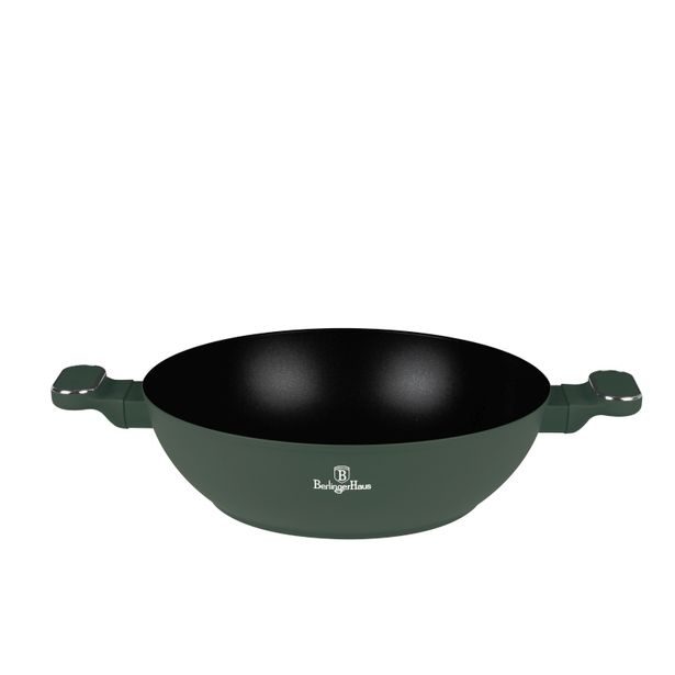 BERLINGERHAUS Pánev wok s poklicí a titanovým povrchem 30 cm Matte Green Collection BH-8160