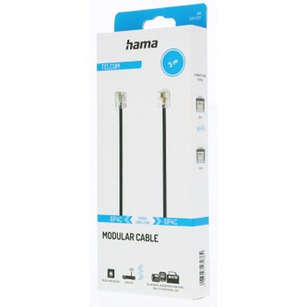 Hama telefonní propojovací kabel, 6p4c, 3 m