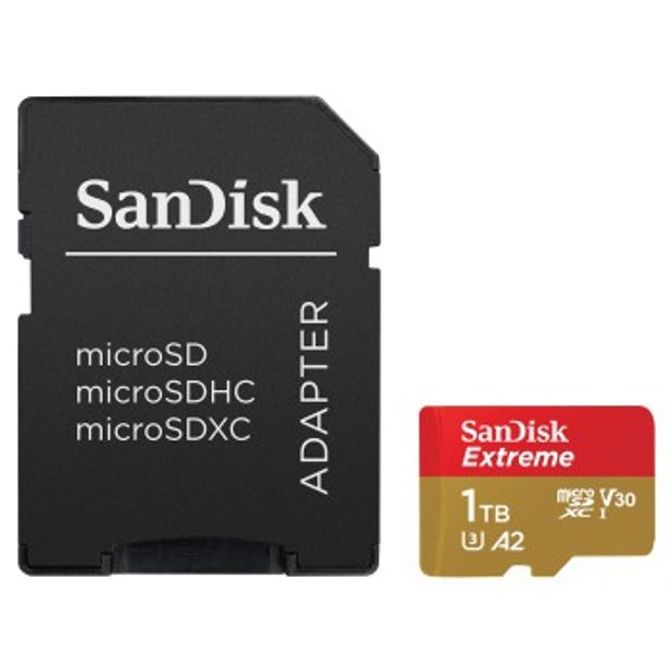 SanDisk Extreme microSDXC 1 TB + SD Adapter190 MB/s and 130 MB/s A2 C10 V30 UHS-I U3