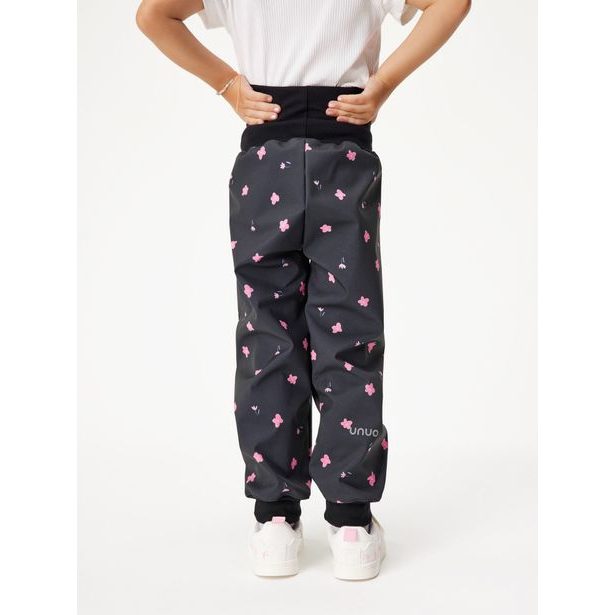 Unuo, Batolecí softshellové kalhoty s fleecem Basic, Černá, Květiny