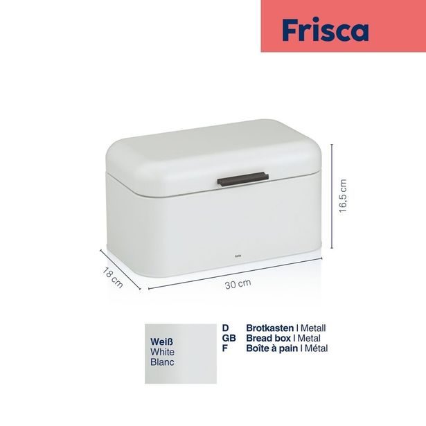 KELA Chlebník Frisca kov, bílá 30x18x16,5 cm KL-12843