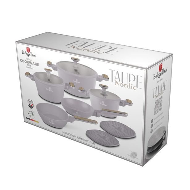 BERLINGERHAUS Sada nádobí s titanovým povrchem 10 ks Taupe Nordic Collection BH-8343