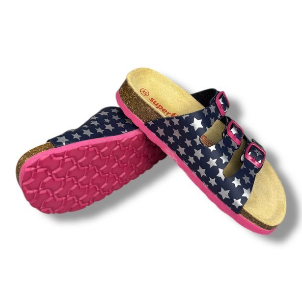 Superfit 0-800113-8400 – dívčí pantofle modré se stříbrnými hvězdičkami