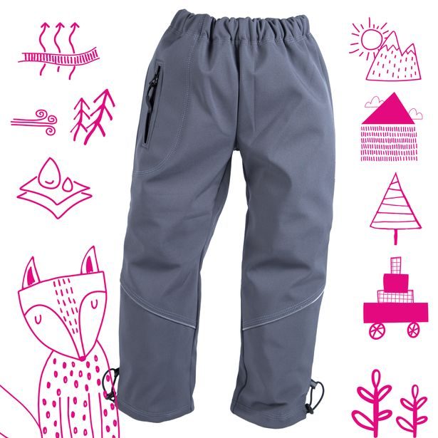 Softshellové nepremokavé nohavice podšité fleecom sivé