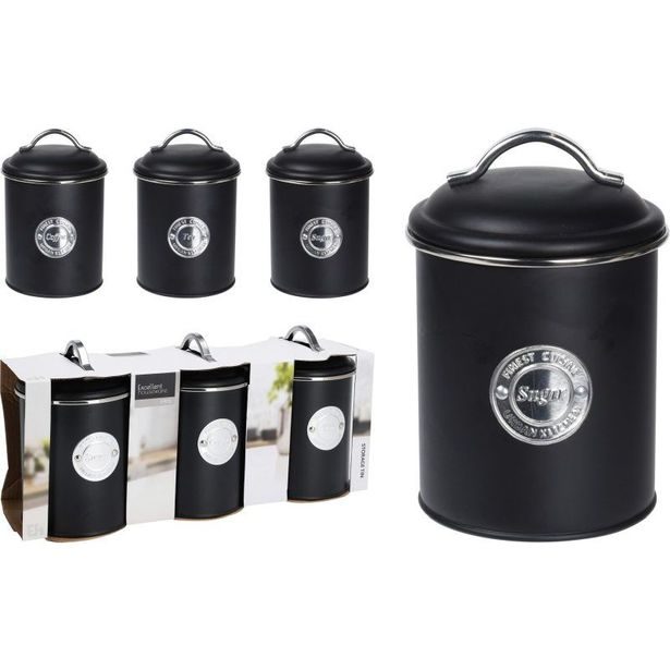 EXCELLENT HOUSEWARE Dóza s víkem na potraviny kovová sada 3 ks KO-C80601960