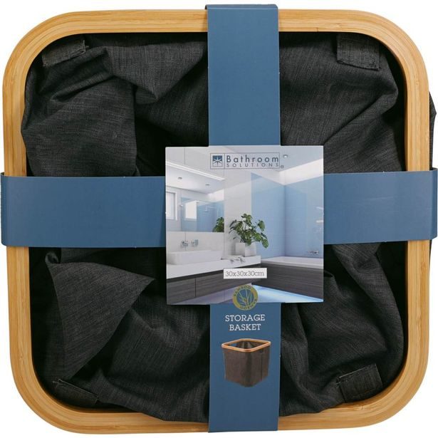 BATHROOM SOLUTIONS Koš úložný na prádlo s bambusovým okrajem čtvercový 30 x 30 cm KO-170495130