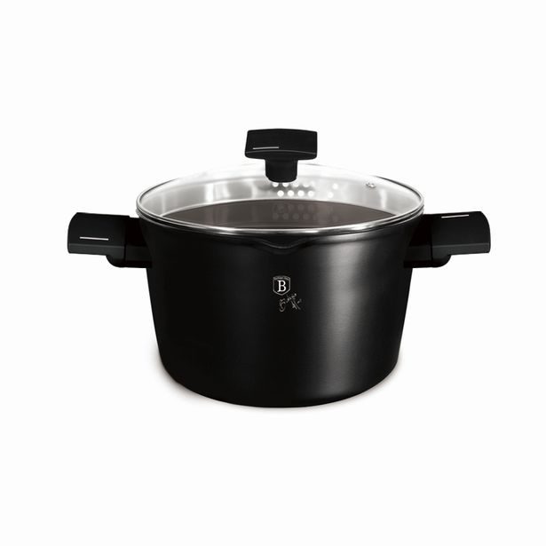 BERLINGERHAUS Kastrol s poklicí a titanovým povrchem a poklicí 24 cm Matte Black Collection LP-BH-255