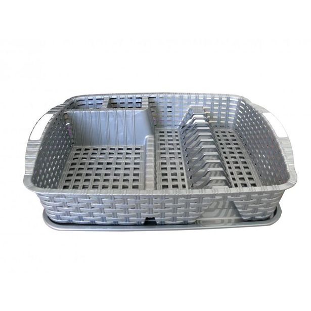 odkapávač 48x38x9cm MIX, RATAN, na nádobí, plast