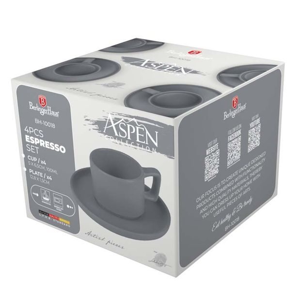 BERLINGERHAUS Sada hrnků na espresso s podšálkem 8 ks 100 ml Aspen Collection BH-10018