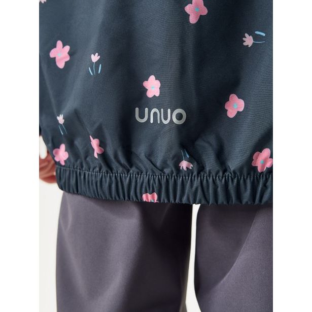 Unuo, Dětská bunda do deště, Černá, Květiny