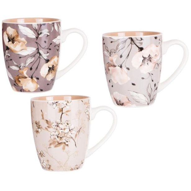 hrnek 360ml SERENA KVĚTY, 3dekory, new bone