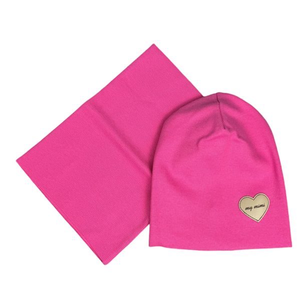 Dětský set (čepice + nákrčník), MY MIMI - Růžová