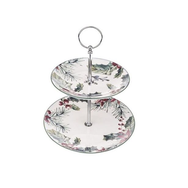 etažér 2patra, d15 /d19,v. cm, VÁNOČNÍ, PORCELÁN