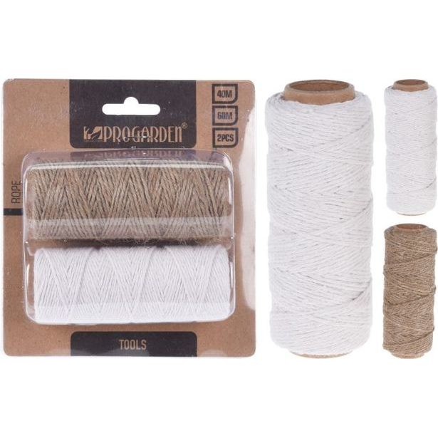 motouz 2ks na vázání, režný 40m/bílý 60m