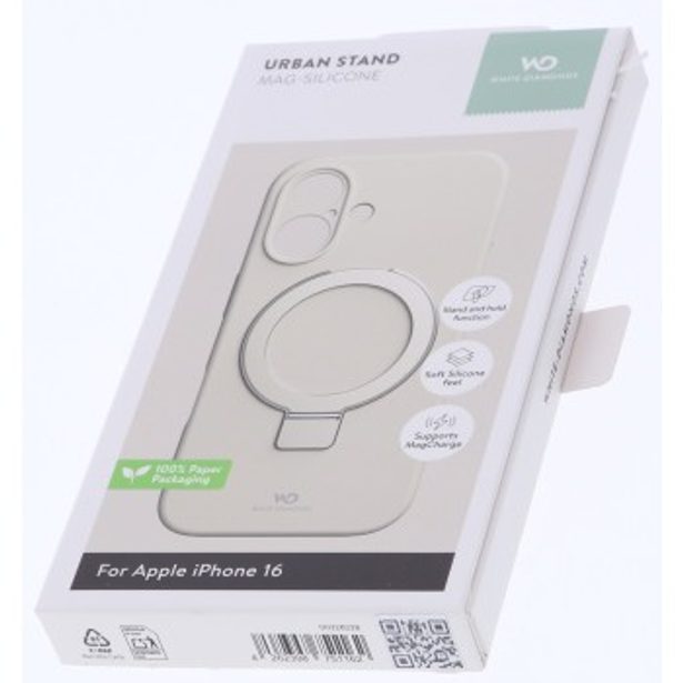 White Diamonds Mag Urban Stand Case, kryt pro Apple iPhone 16, MagSafe kompatibilní, pískový