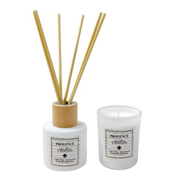 Provence SVÍČKA VE SKLE + DIFUZÉR 50ML LIMET,BAZAL,MANDARIN