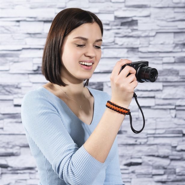 Hama Braid 20, poutko na fotoaparát, délka 20 cm, černé/oranžové