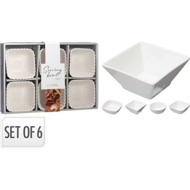 SIAKI Miska na pochutiny porcelán sada 6 ks čtverec KO-798000250ctve