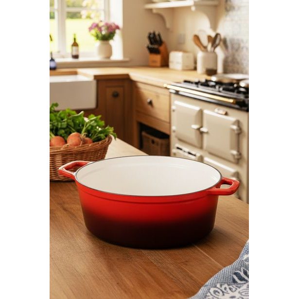 CS SOLINGEN Pekáč s poklicí litinový Xanten 36 x 22 cm červený CS-070052