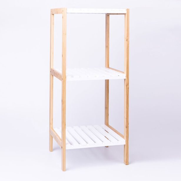 HOMESTYLING Policový regál do koupelny dřevěný 79 cm KO-784200930