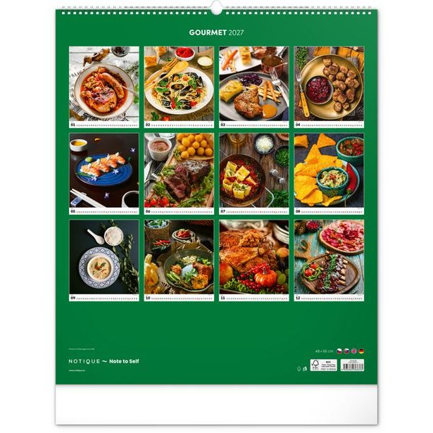 NOTIQUE Nástěnný kalendář Gourmet 2027, 48 x 56 cm