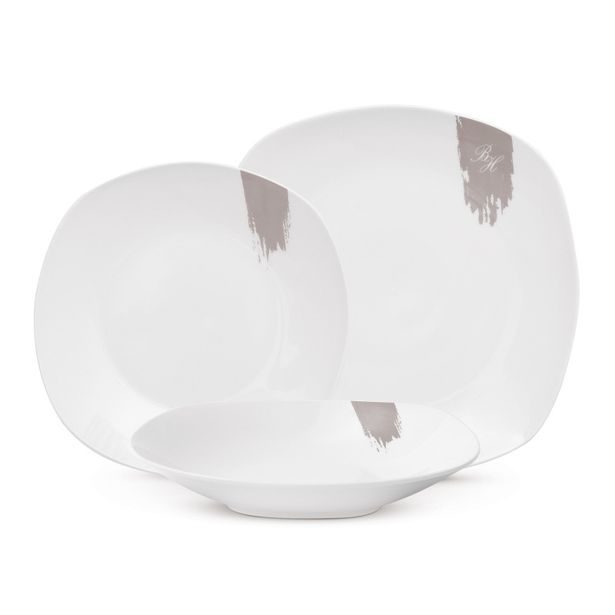 BERLINGERHAUS Jídelní sada talířů 18 ks Taupe Collection bílá-šedá BH-10202