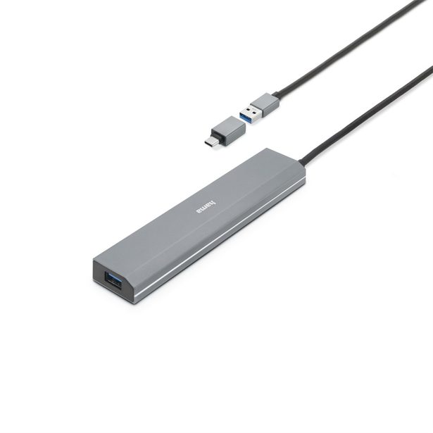 Hama USB hub, 7 portů, USB 3.2, 5 Gb/s, USB-C adaptér, síťový zdroj