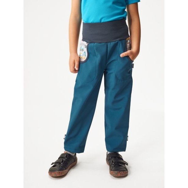 Unuo, Dětské softshellové kalhoty s fleecem Basic, Kobaltová, Bagry