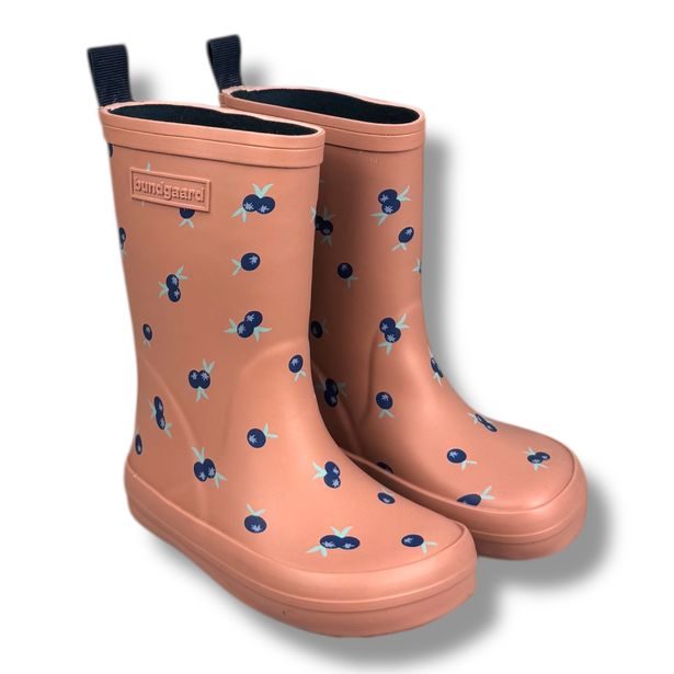 Bundgaard Charly – barefoot dětské holínky s užší patou a širší špičkou Blush Berry