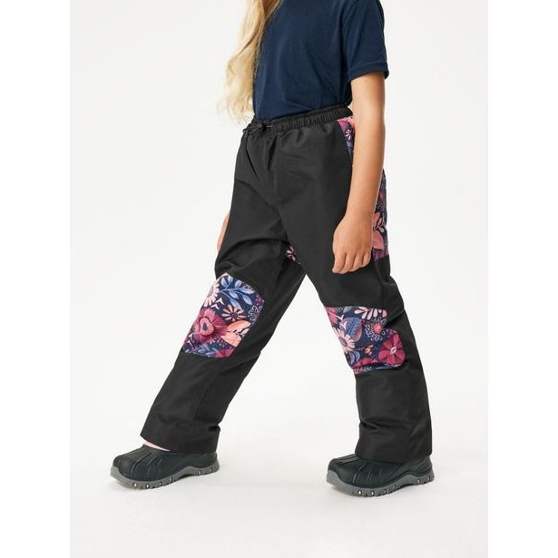 Unuo Dětské zimní rostoucí oteplovačky Polar, Černá, Kouzelné květiny