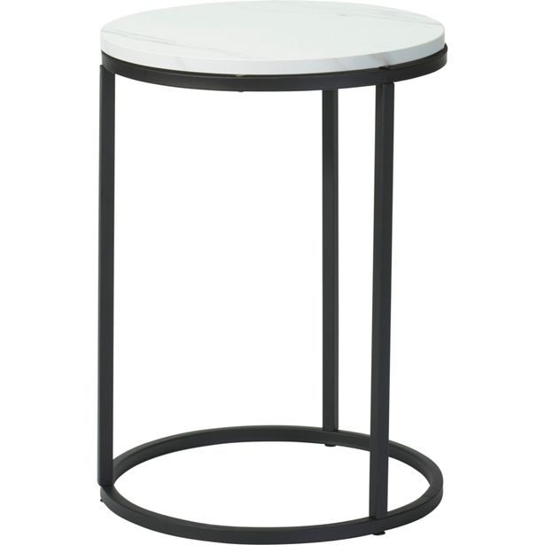 H & S COLLECTION Stolek odkládací kov/MDF bílá/černá KO-MB9000060