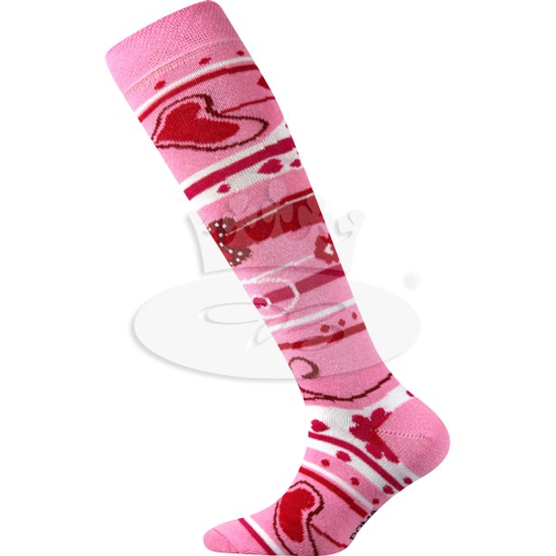 Klasické dětské ponožky Bivoj - růžová srdíčka