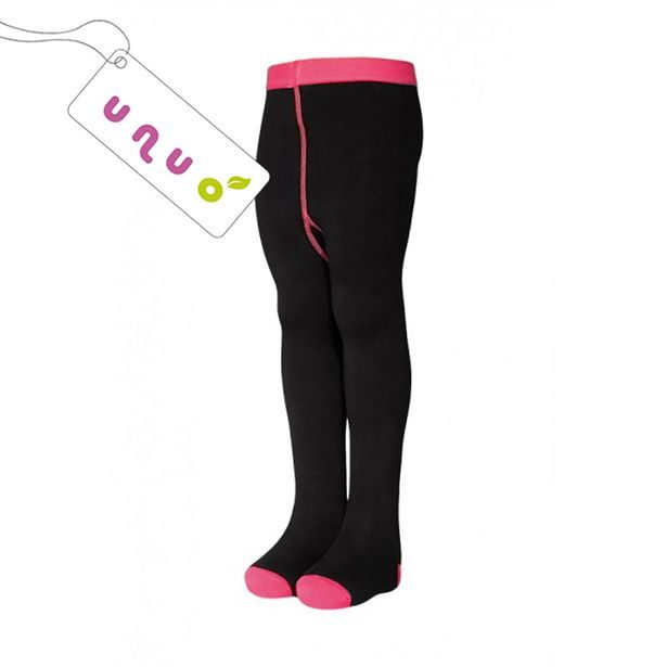 Unuo Bambusové punčocháče černé s fuchsiovou