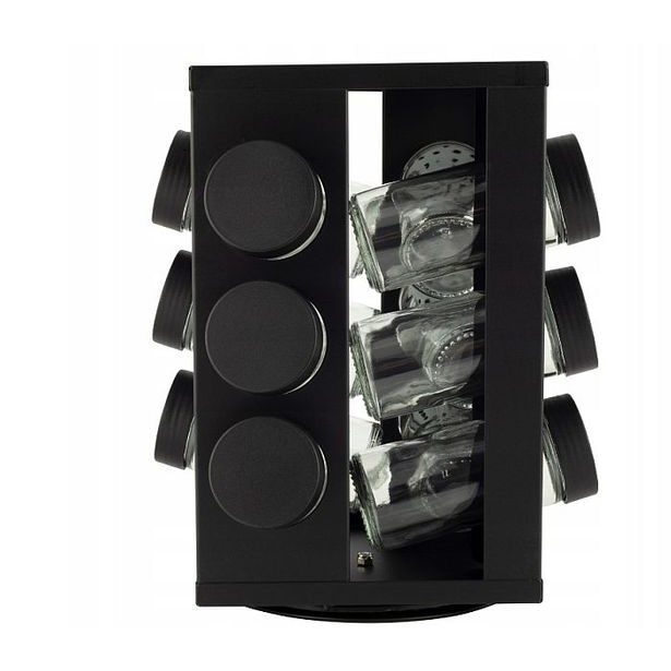 kořenka 12ks (90ml) černá, sklo/NR černý, otoč.stojan