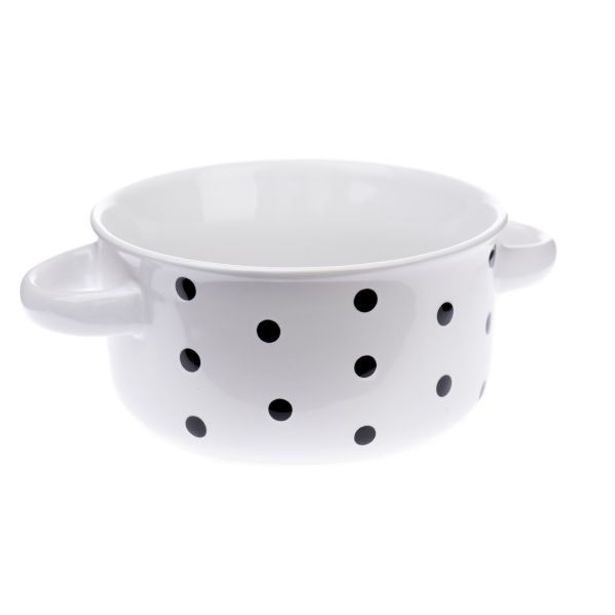 miska 560ml BÍLÁ, ČERNÝ PUNTÍK, d13,5 6,8cm, keramika