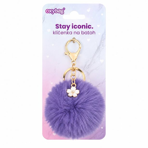 Fashion klíčenka pompon fialová