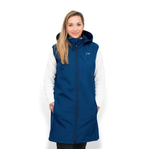 ESITO Dámská dlouhá softshellová vesta Sapphire blue - modrá