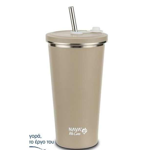 termokelímek 0,52l ŠEDÝ, "WE CARE", brčko, NR/plast