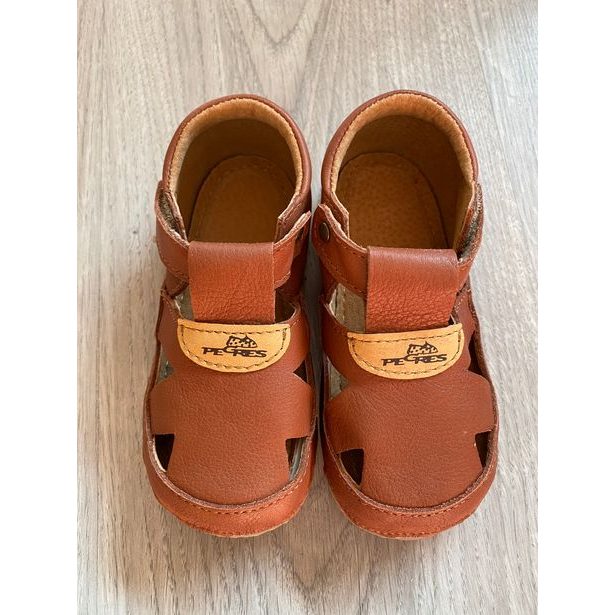 Bosé kožené sandálky B1096 hnědé