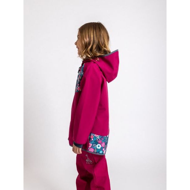 unuo Softshellová bunda bez zateplení Květinky malinová (Unuo softshell jacket)