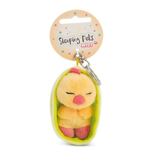 NICI NICI klíčenka spící Kuřátko 8cm, světle zelený košík, GREEN