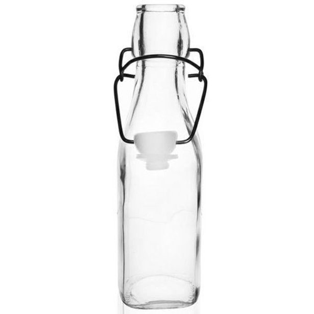 láhev 0,29l hranatá, patent. uzávěr CLIP,, sklo