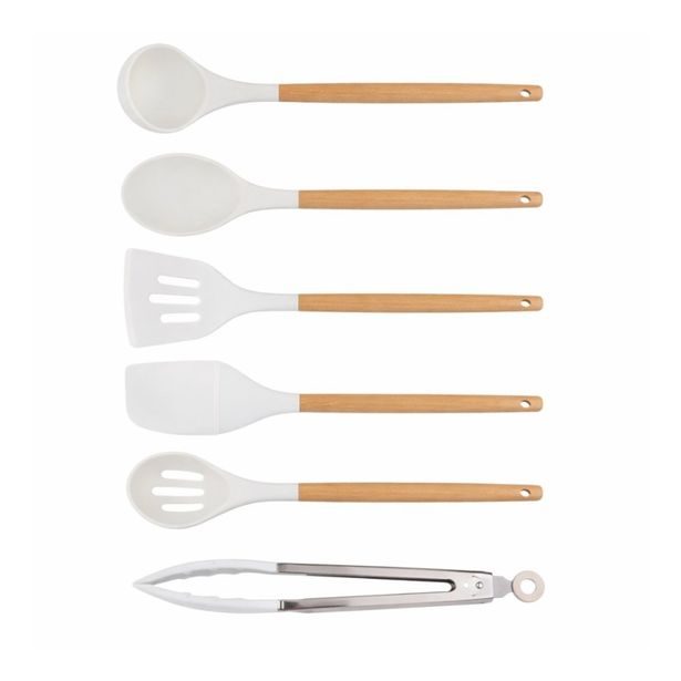 ALPINA Kuchyňské náčiní s bambusovou rukojetí ve stojanu 12 ks 32 cm bílá ED-233245