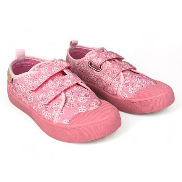 DDstep plátěnky, dětské boty - Růžové květinky