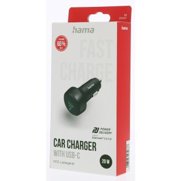 Hama rychlá USB nabíječka do vozidla, USB-C PD/QC 20 W