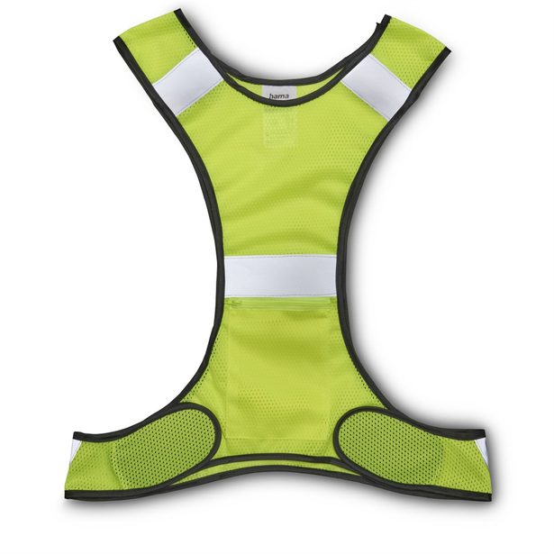 Hama reflexní vesta pro běžce/chodce/cyklisty, kapsa na zip, nastavitelná velikost, neonově žlutá