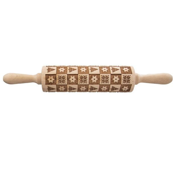 Váleček dřevo Dekor 20/38 cm Vánoce