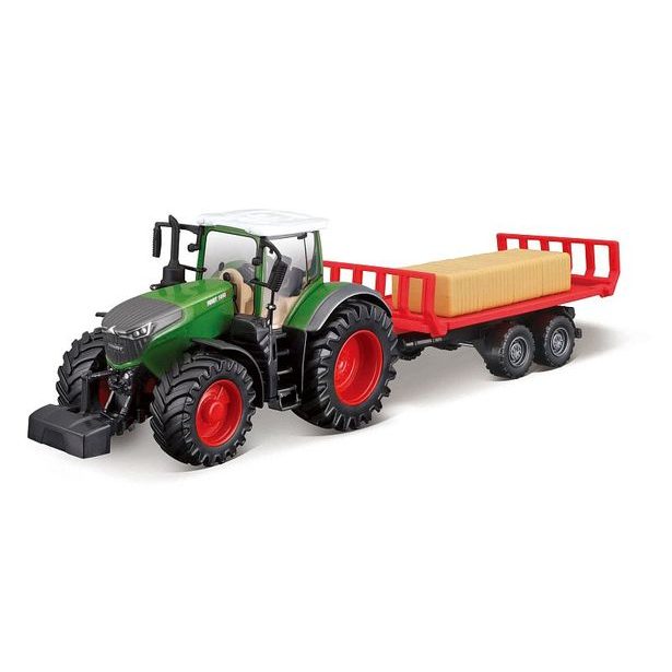 Bburago Bburago - FarmLand, Traktor se setrvačníkem s vlečkou, 10cm, assort