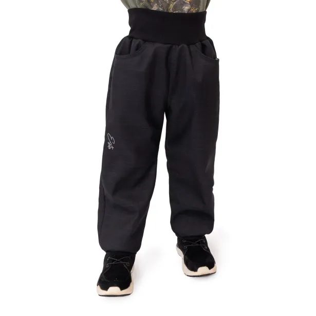 ESITO Dětské softshellové kalhoty s beránkem Black - černá