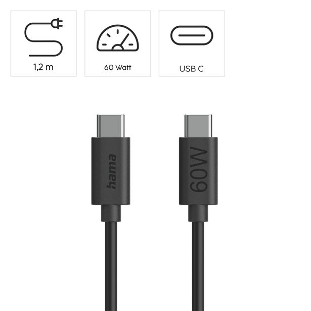 Hama USB-C 2.0 kabel, 1,2 m, Ecosential